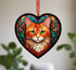Ginger Cat Stained Glass Effect Heart Suncatcher